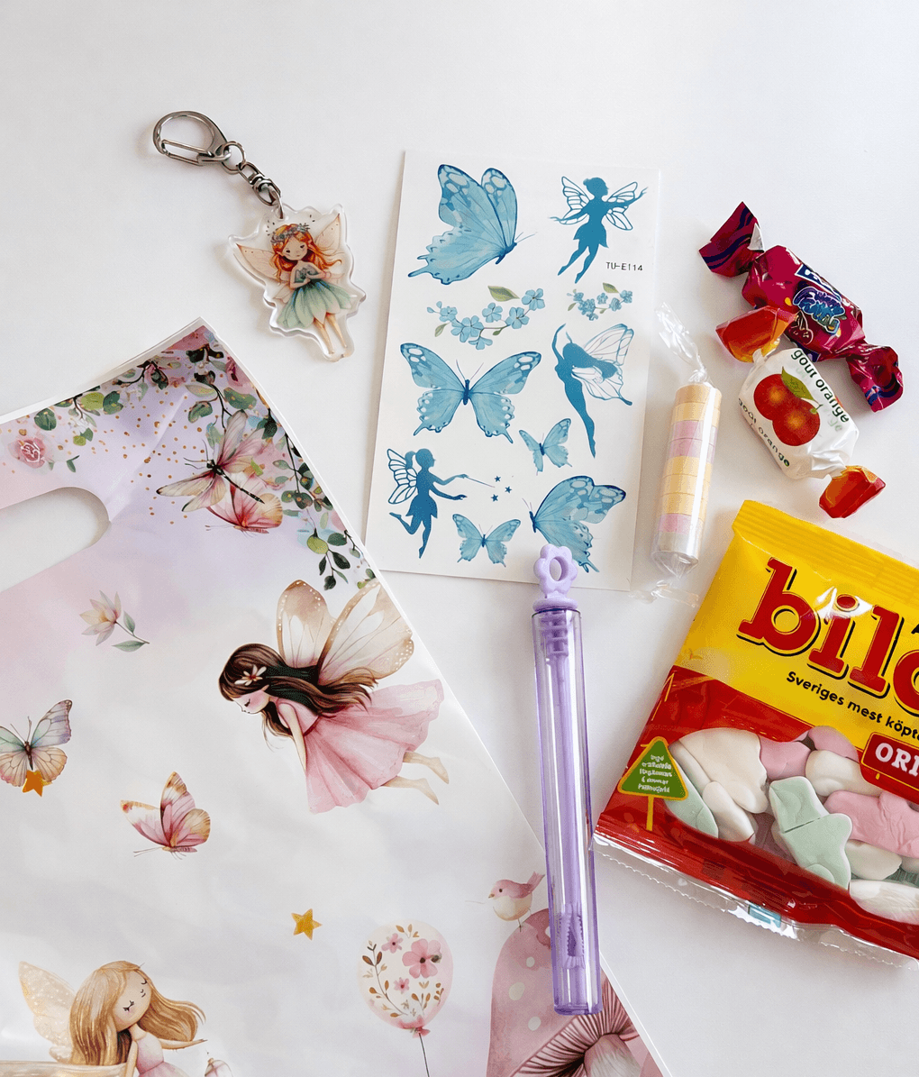Presentpaket med fe-tema till barnkalas